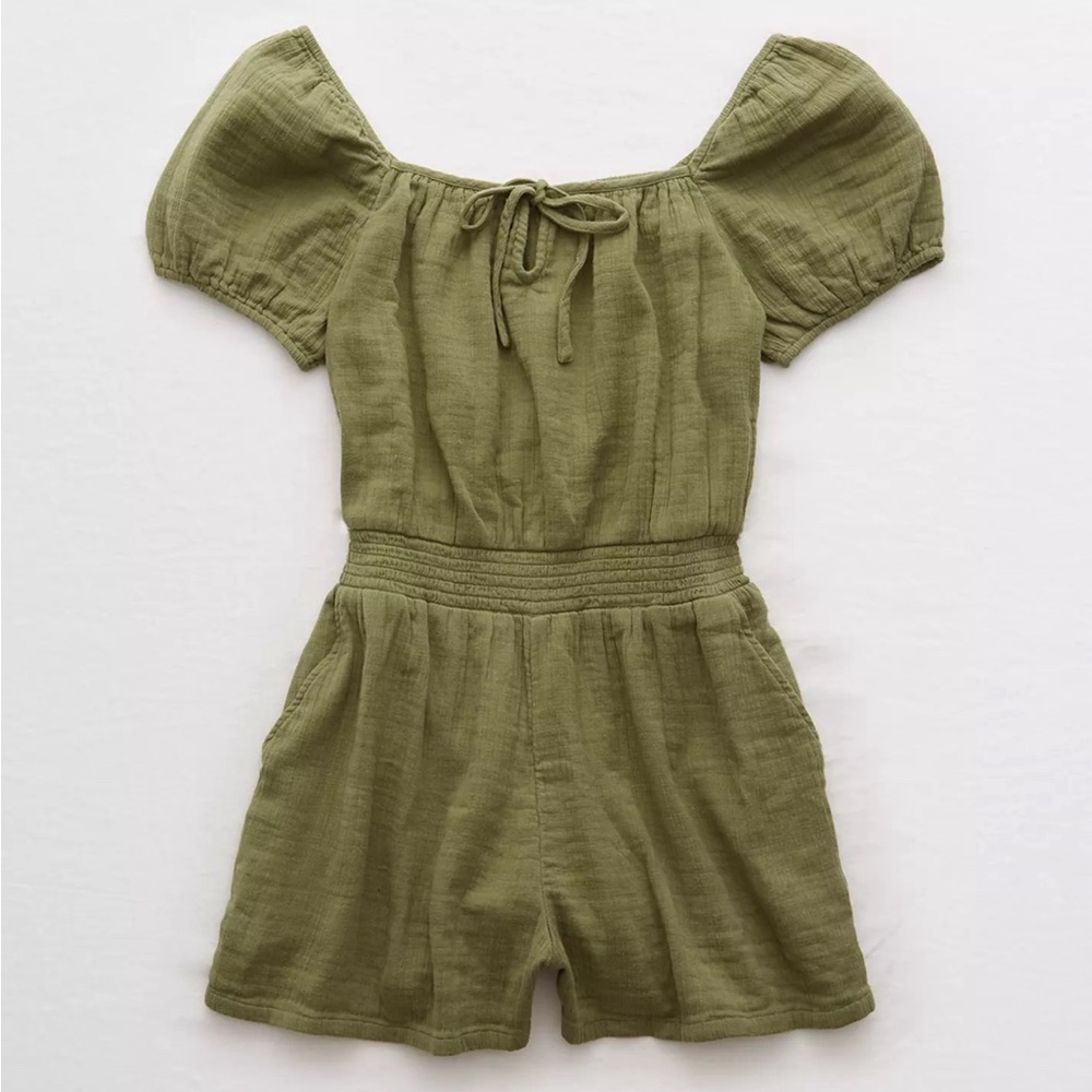 AERIE | Super cute army green romper!